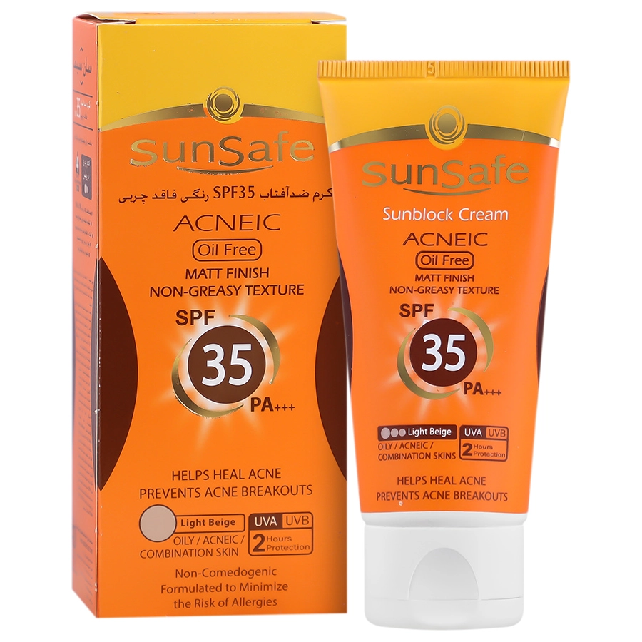 کرم ضدآفتاب SPF 35 آنتی آکنه سان سیف رنگی