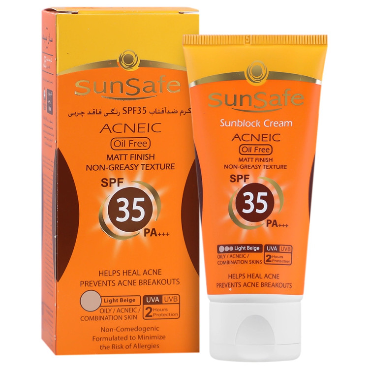 کرم ضدآفتاب SPF 35 آنتی آکنه سان سیف رنگی