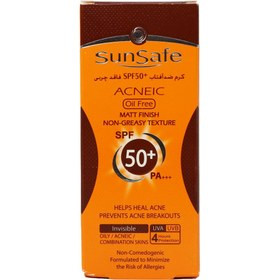 کرم ضد آفتاب SPF50 فاقد چربی سان سیف مناسب پوست های چرب و آکنه ای ۵۰ میلی لیتر